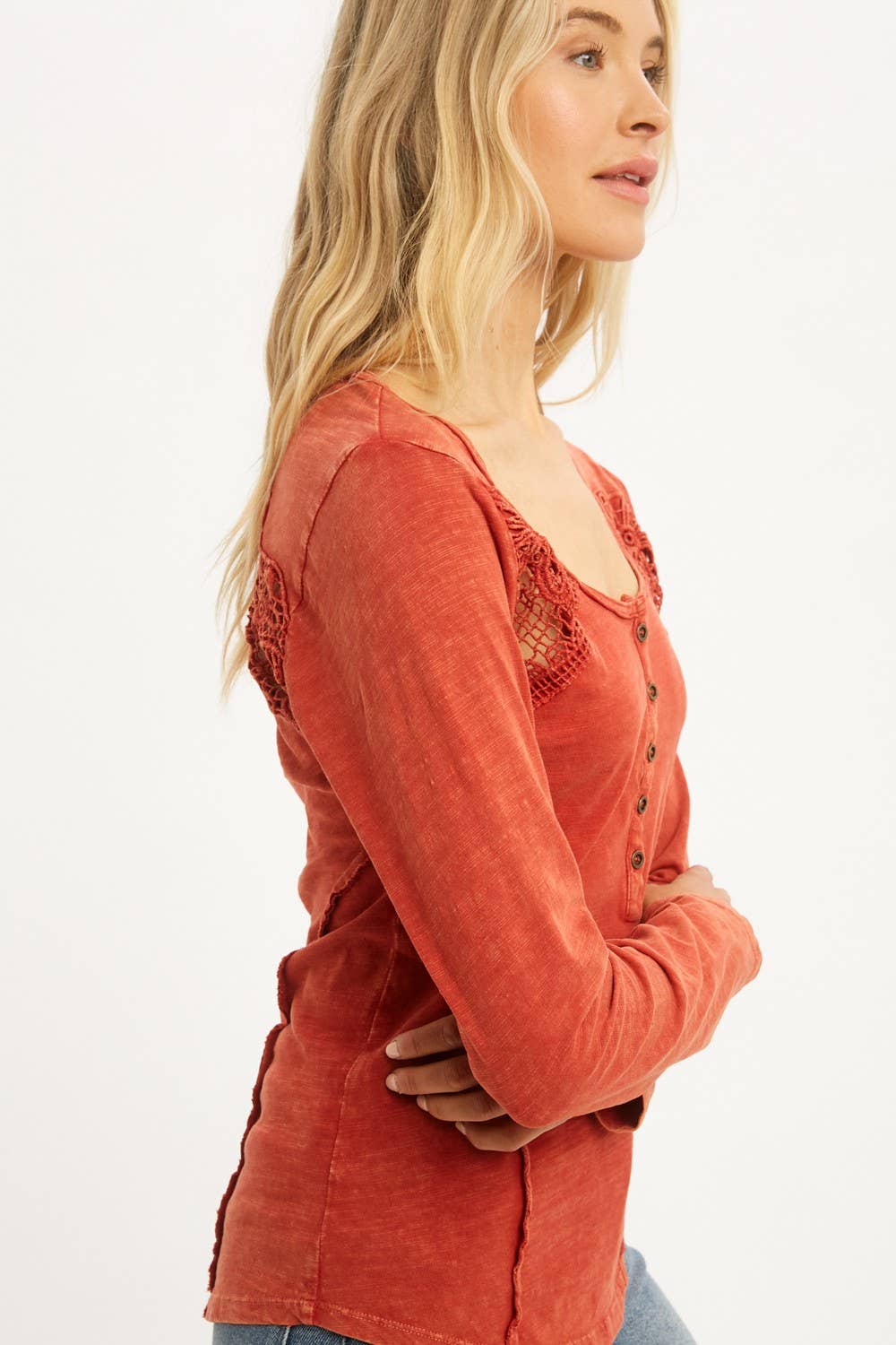Lace Button Detail Top