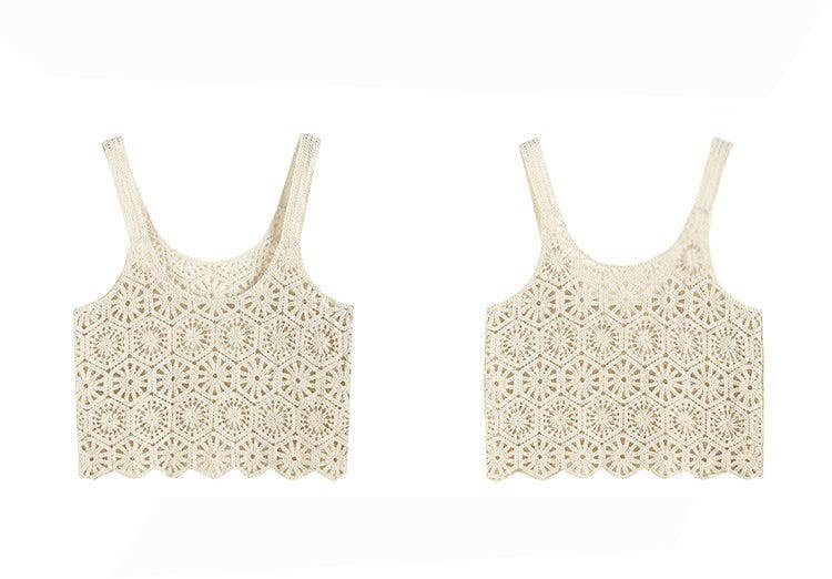 Vintage Embroidery Hollow Out Crochet Knit Vest