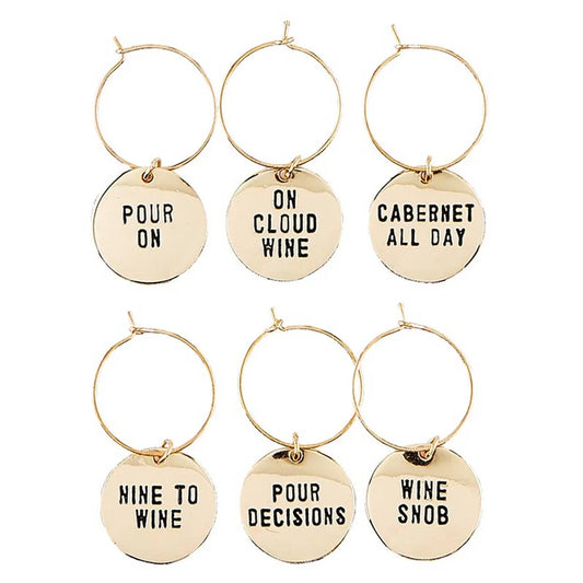 Gold Wine Charms in Pine Box - Wine Tasting Daily - Southern Sassy Boutique