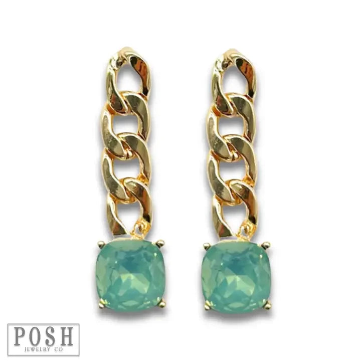 Square Rhinestone Drop Earrings - Southern Sassy Boutique