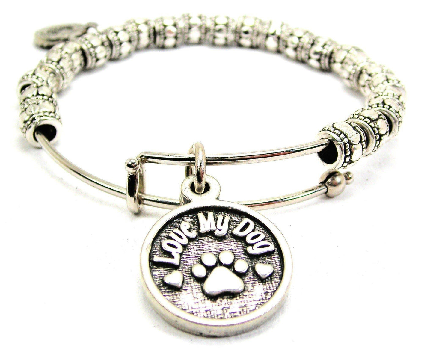 Love My Dog Metal Beaded Bracelet Animal Rescue Dog Mom - Southern Sassy Boutique