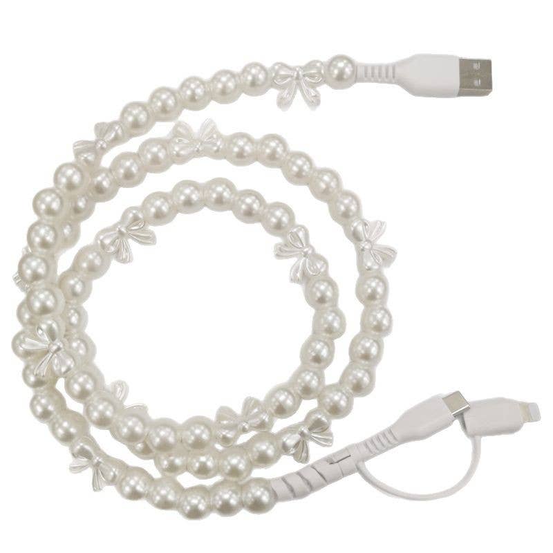 Pearl & Bow Cord Charging Cable 2 in 1 Charger- 39 inches