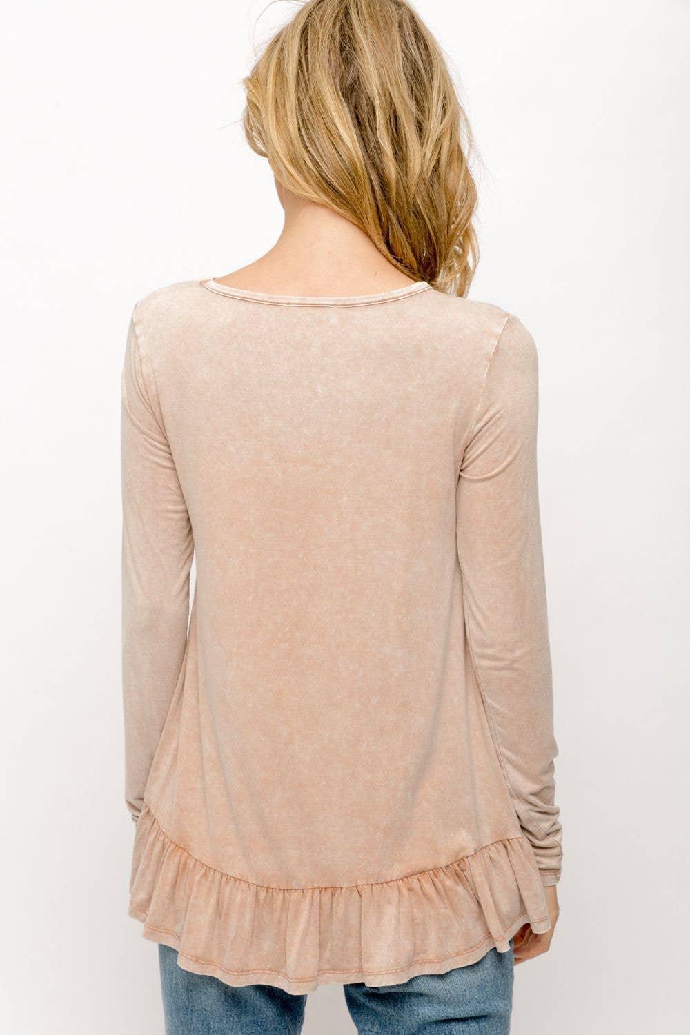 Ruffle Hem Long Sleeve Top - Southern Sassy Boutique