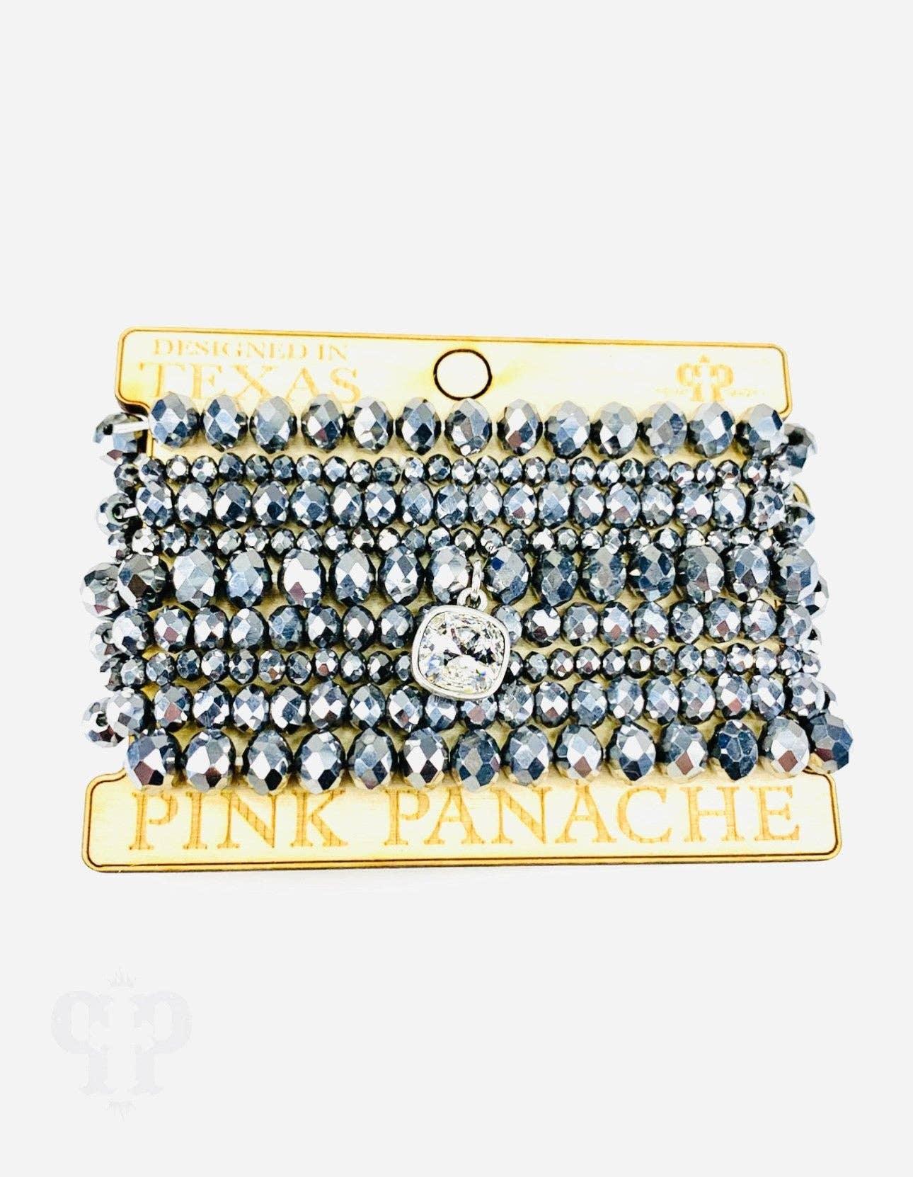 Nine strand bracelet stack with Austrian crystal - Southern Sassy Boutique