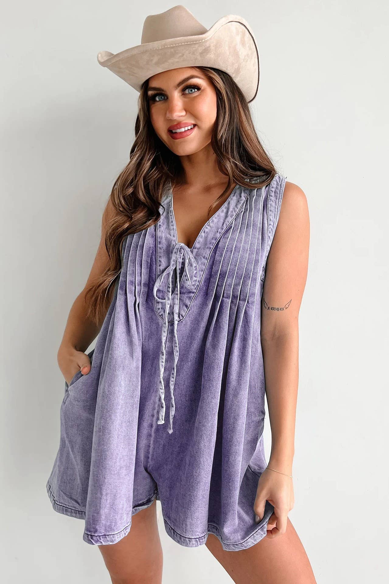 Sleeveless Top & Shorts Denim Jumpsuit