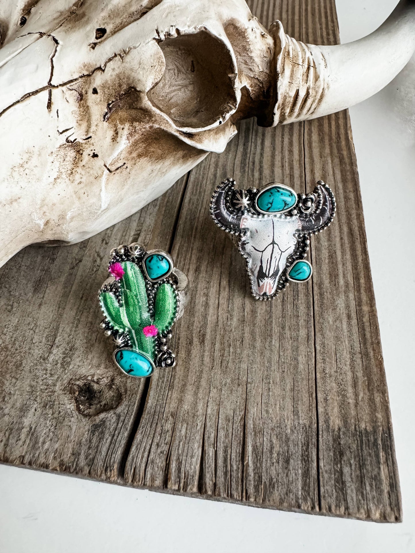 Western Pendant Adjustable Ring - Cactus | Steer