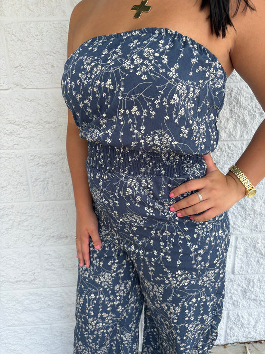 Floral Print Wide Leg Jumpsuit