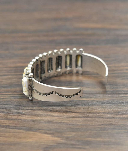 711076, White Turquoise Cuff Bracelet - Southern Sassy Boutique