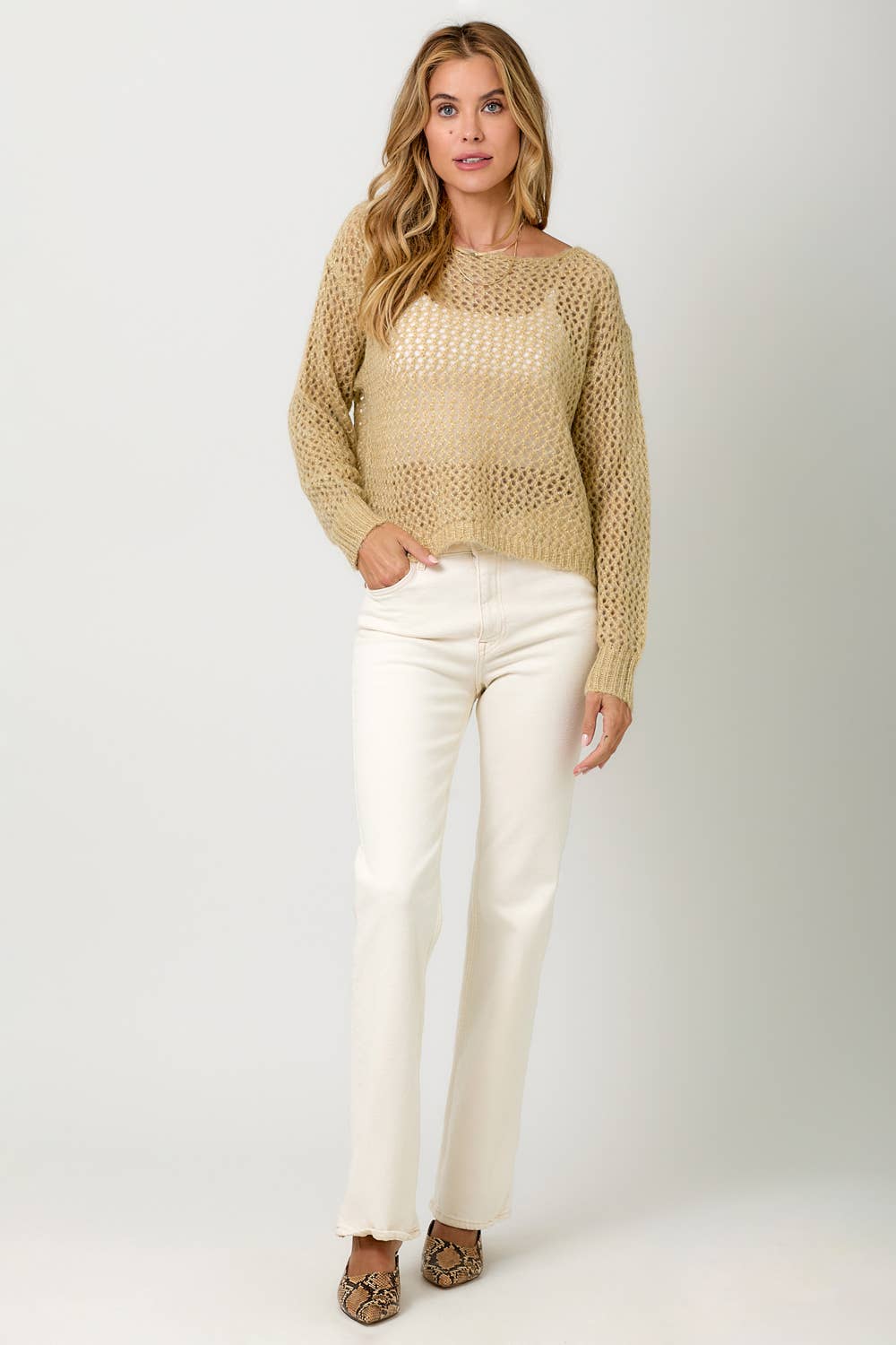Metallic Net Pullover Sweater
