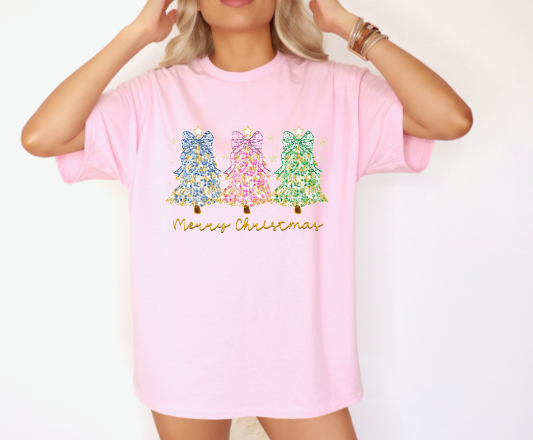 3 Whimsey Christmas Trees Graphic Tee - Southern Sassy Boutique