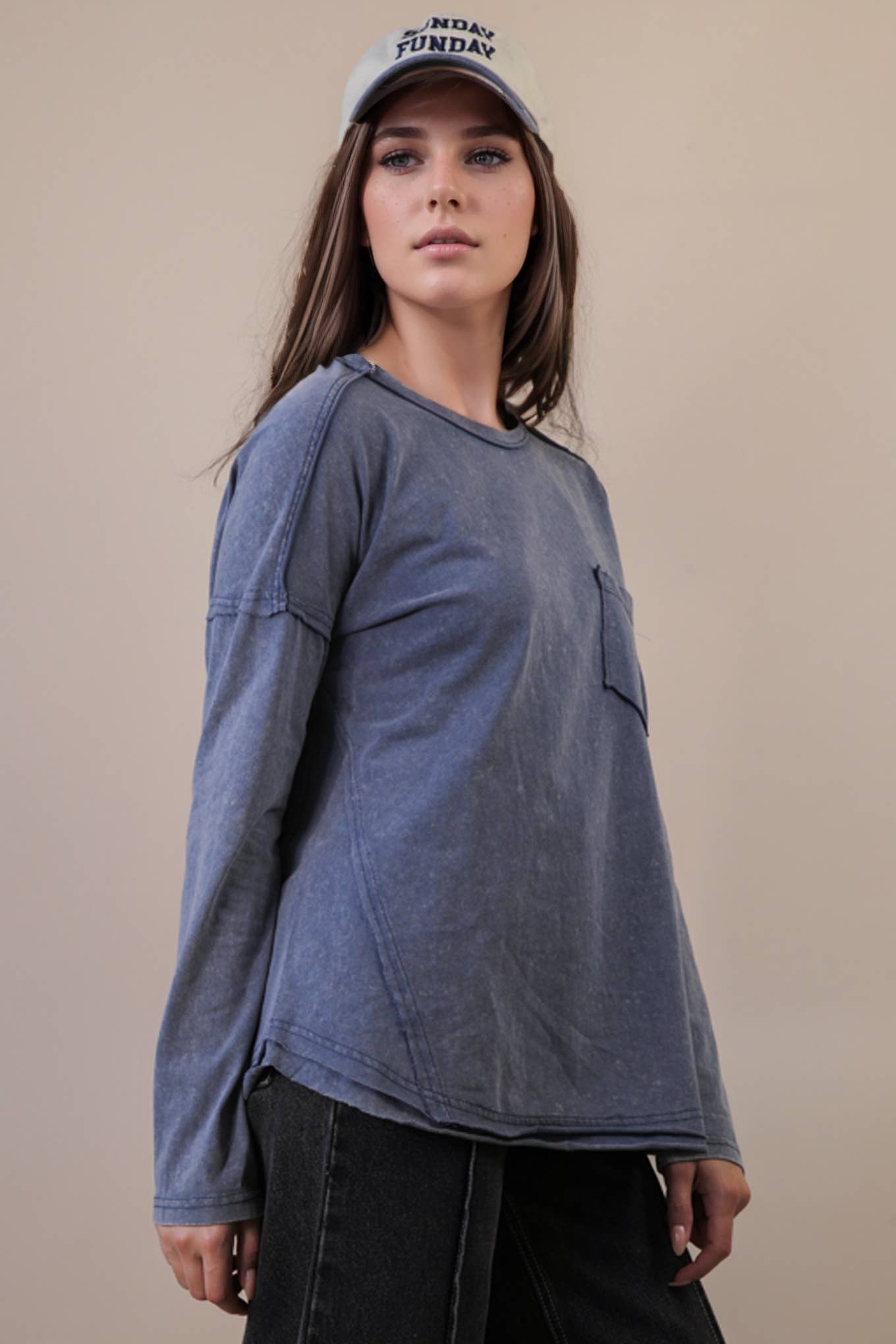 Mineral Washed Casual Knit Top
