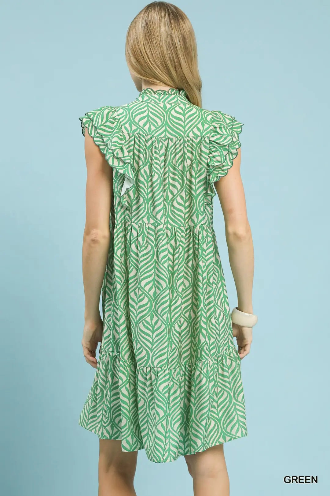 Leaf Print Tiered Mini Dress