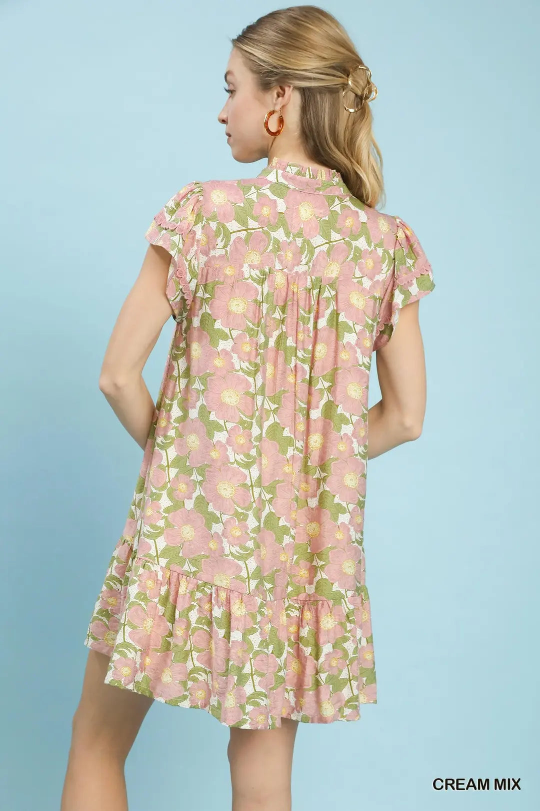 Kiwi Floral Print Tiered Mini Dress
