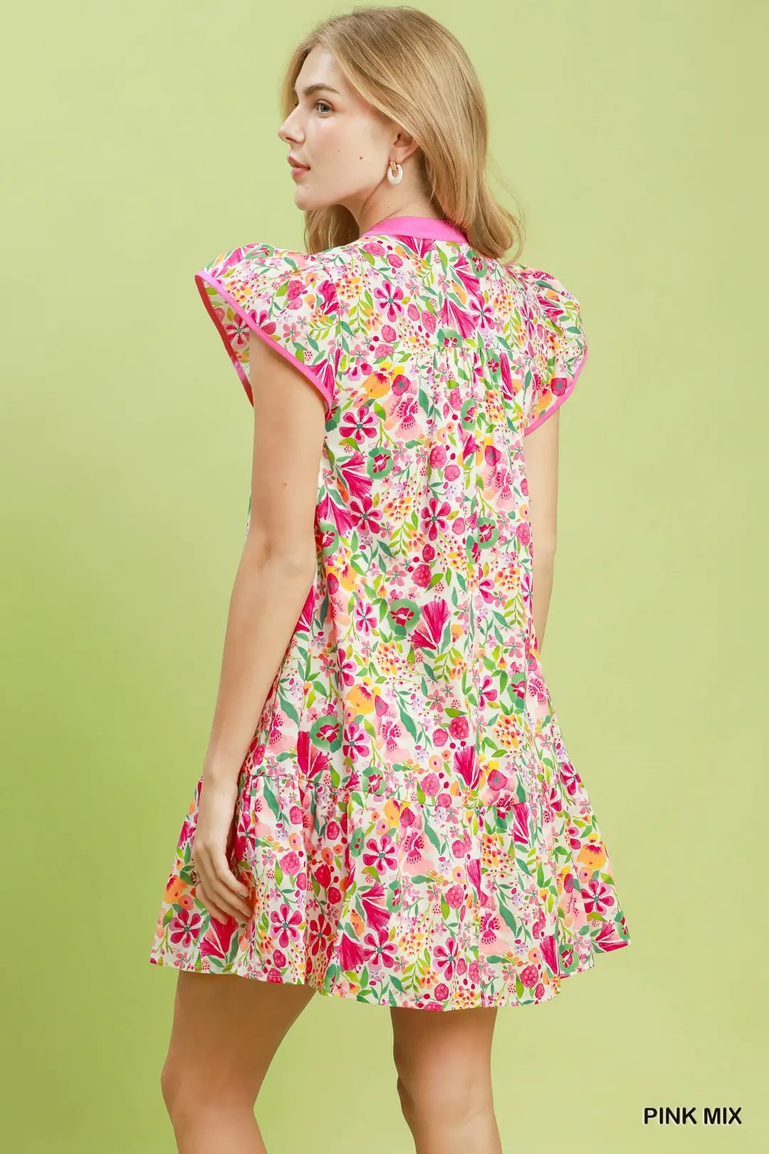 Floral Flutter Sleeve Tiered Mini Dress