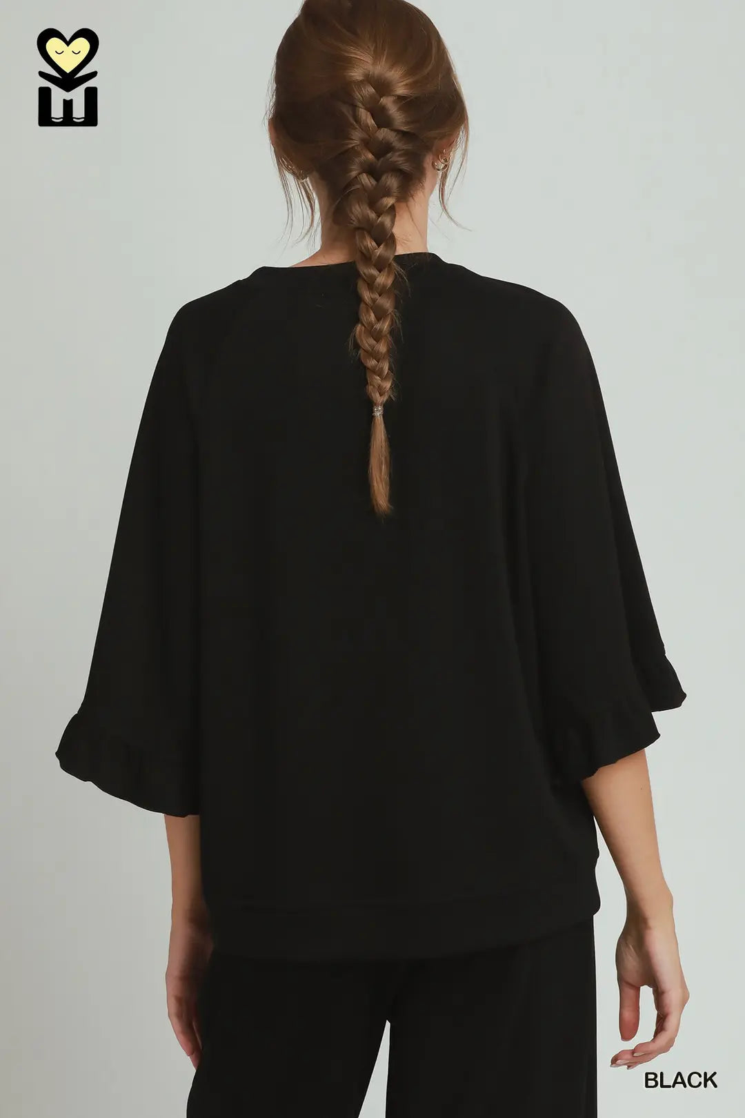 Luxe Knit Round Neck Ruffle Raglan Top