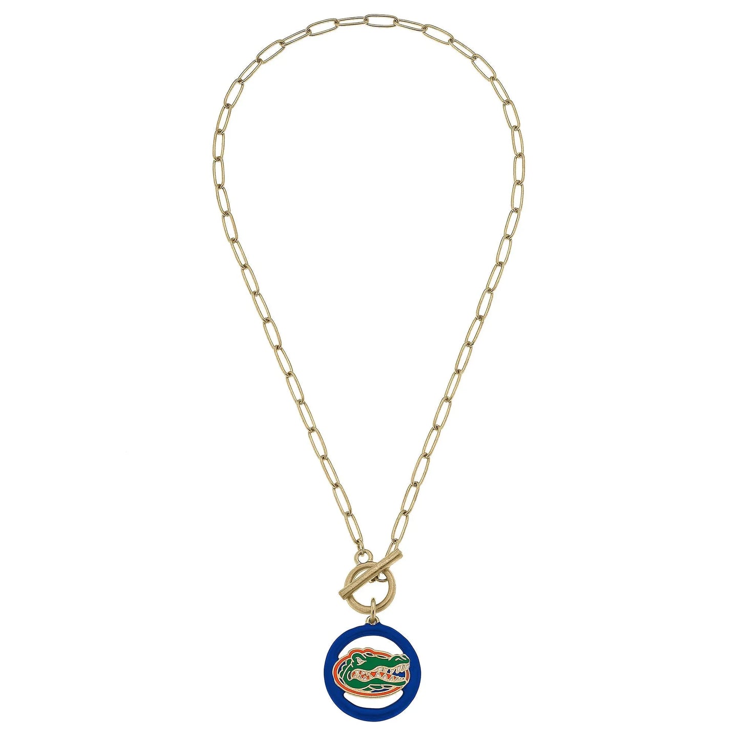 Florida Gators Logo Enamel T-Bar Necklace - Southern Sassy Boutique