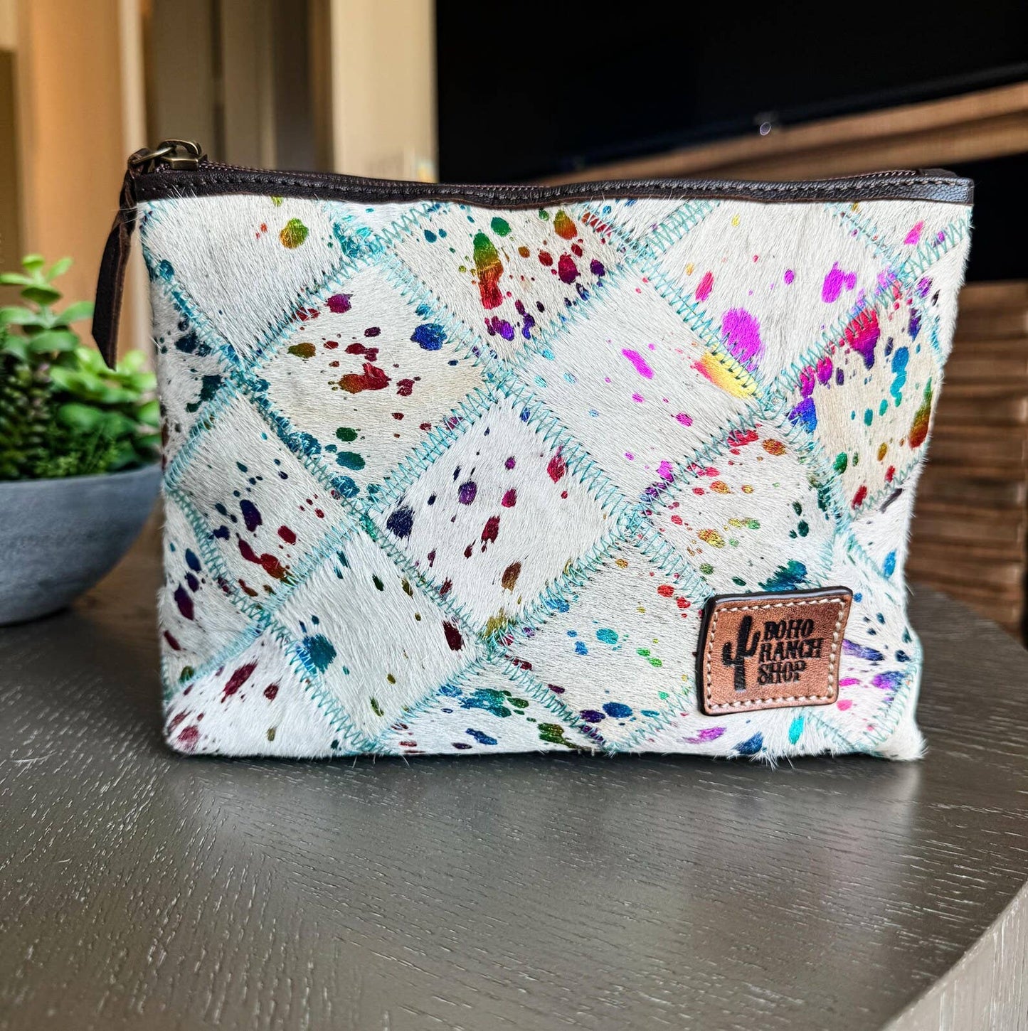 Western Cowhide Makeup Bag Travel