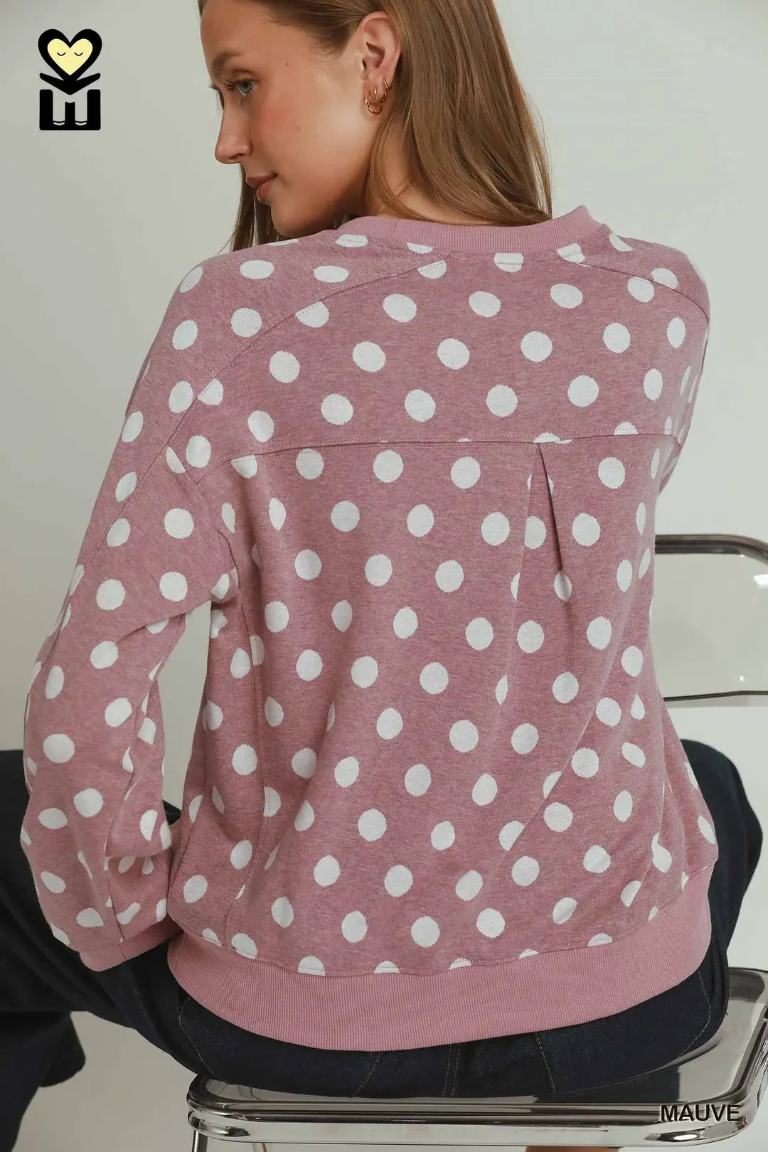 Polka Dot Long Sleeve Pullover Top