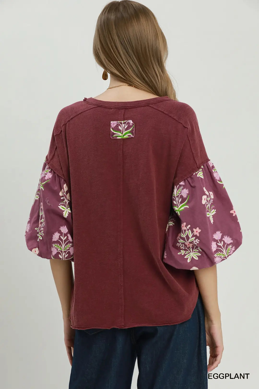 Floral Print Mineral Washed Top