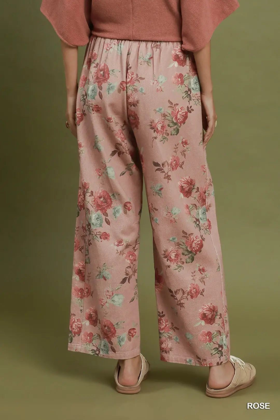 Mineral Washed Floral Wide Leg Pant