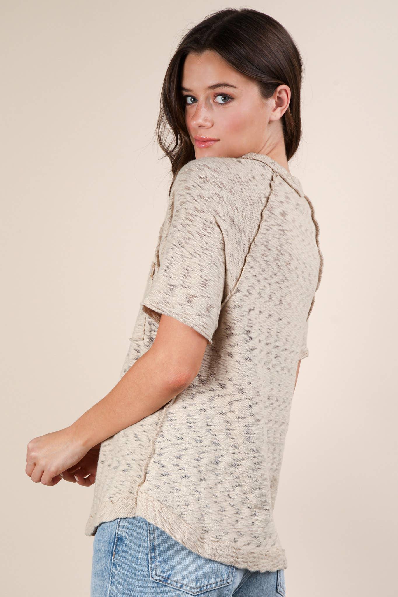 Solid Casual Knit Top with Patch Pocket - Southern Sassy Boutique