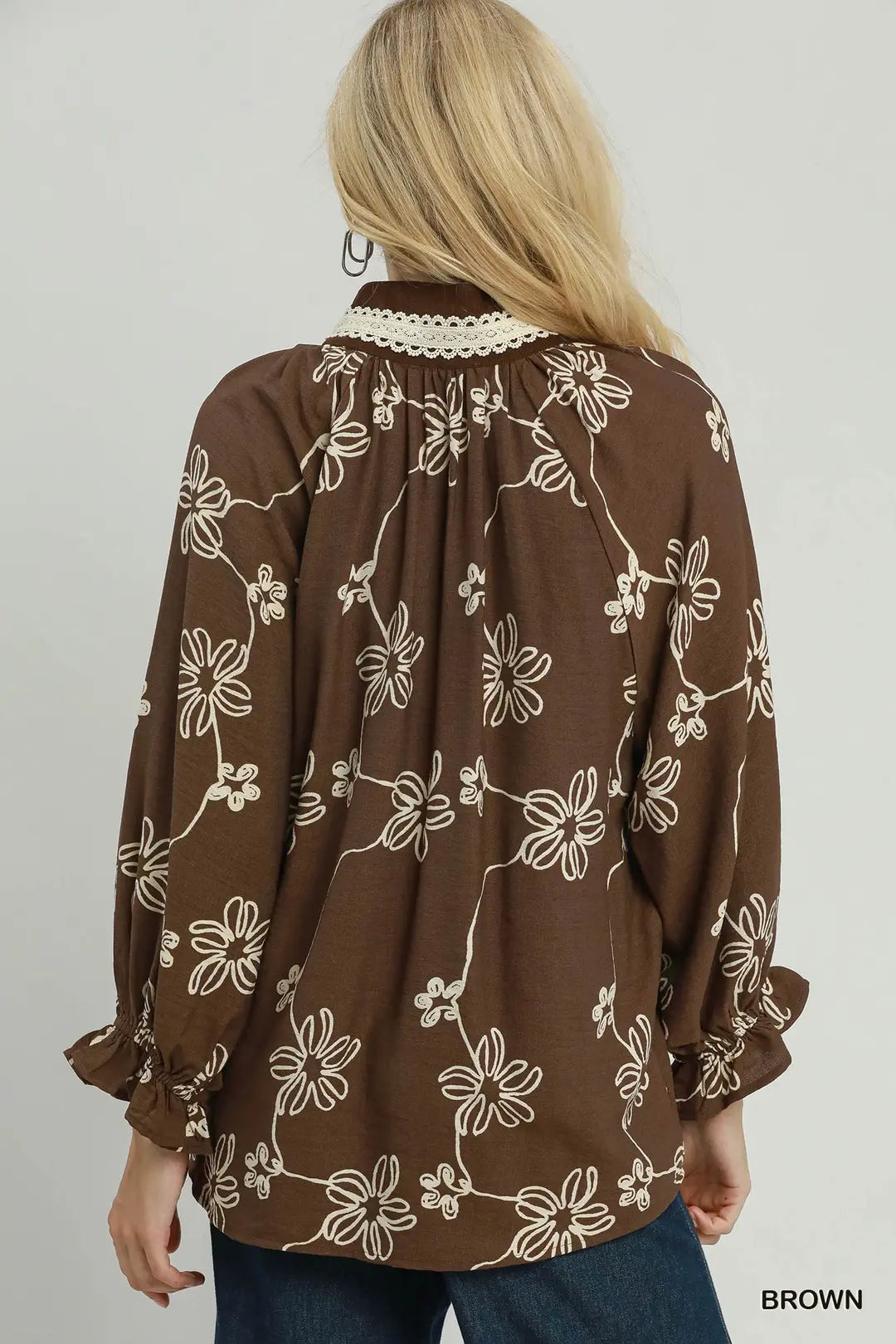 Floral Print Contrast Blouse