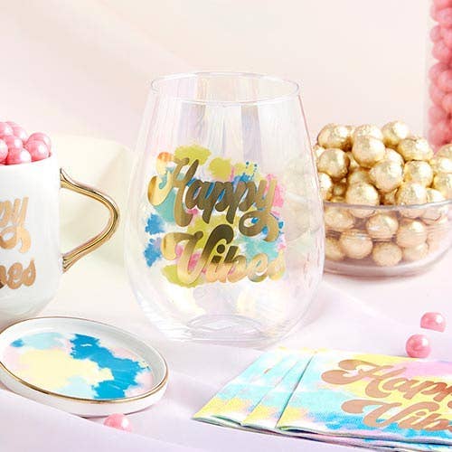 Jumbo Wine Glass - Happy Vibes