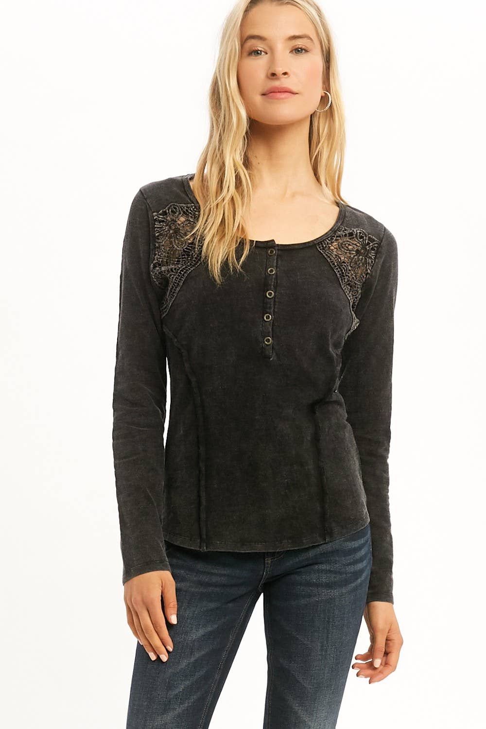 Lace Button Detail Top