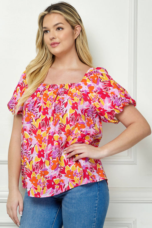 Curvy Short Sleeve Trapeze Blouse