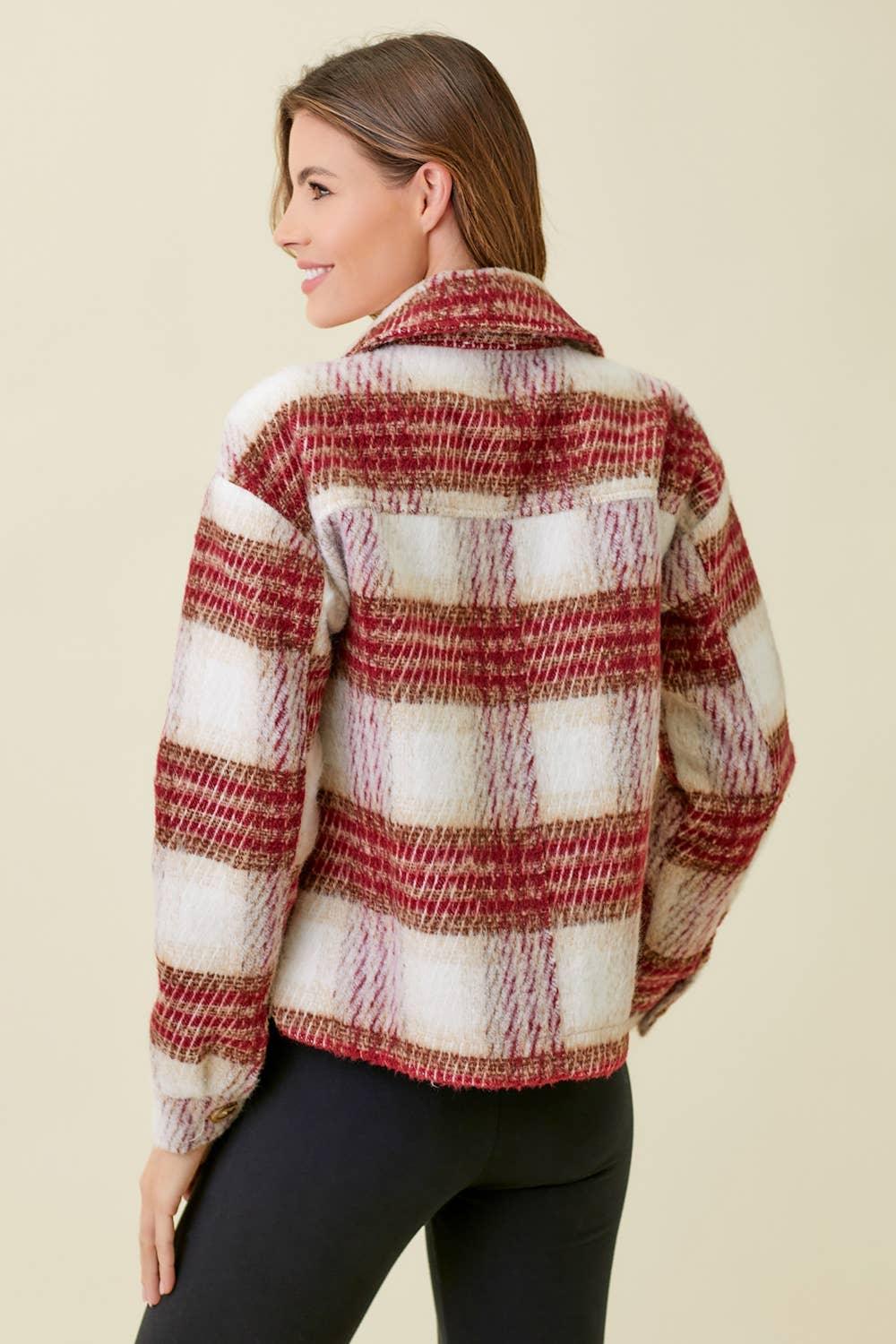 Plaid Printed Jacket - Southern Sassy Boutique