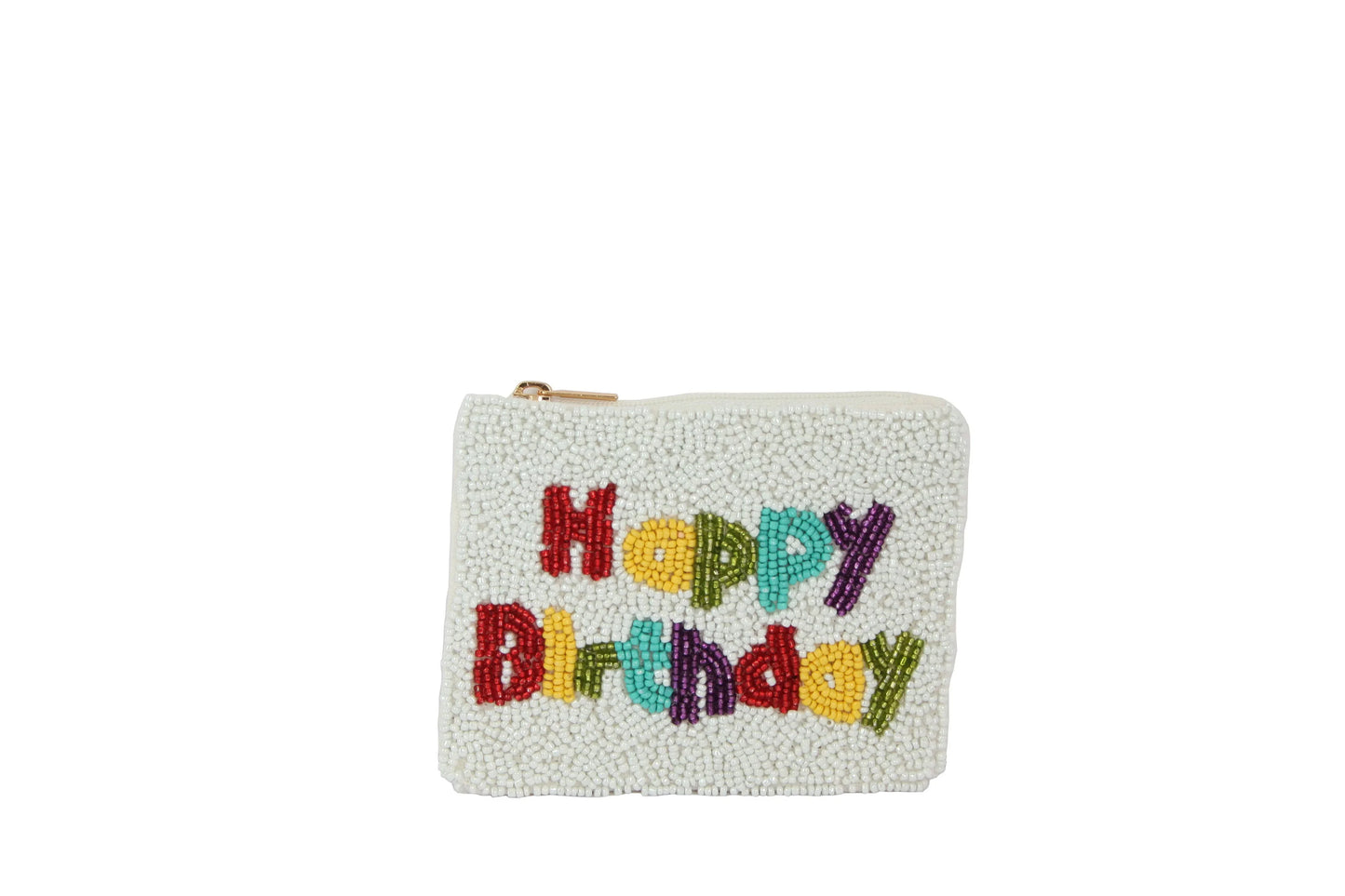 Ladies White Beaded HAPPY BIRTHDAY Coin Purse - Southern Sassy Boutique