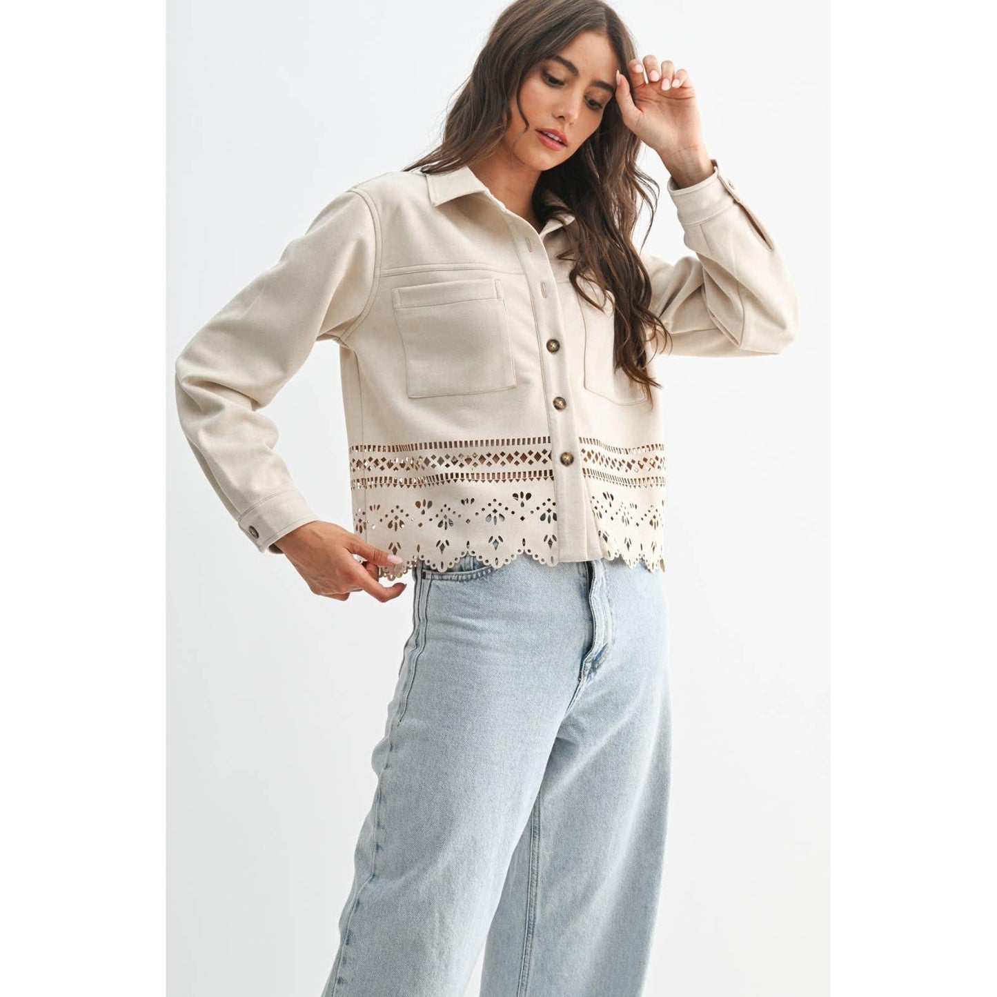 LASERCUT DETAILING JACKET - Southern Sassy Boutique