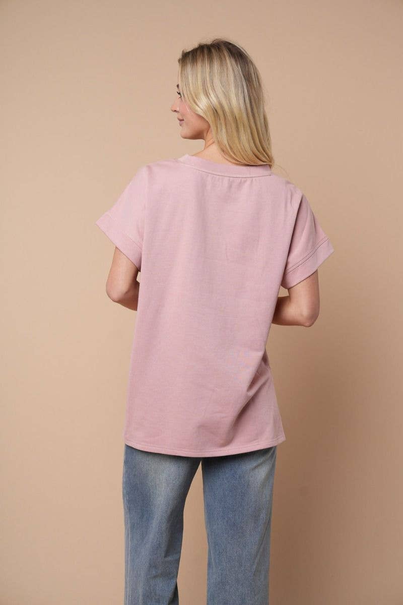Short Sleeve Solid Knit Top