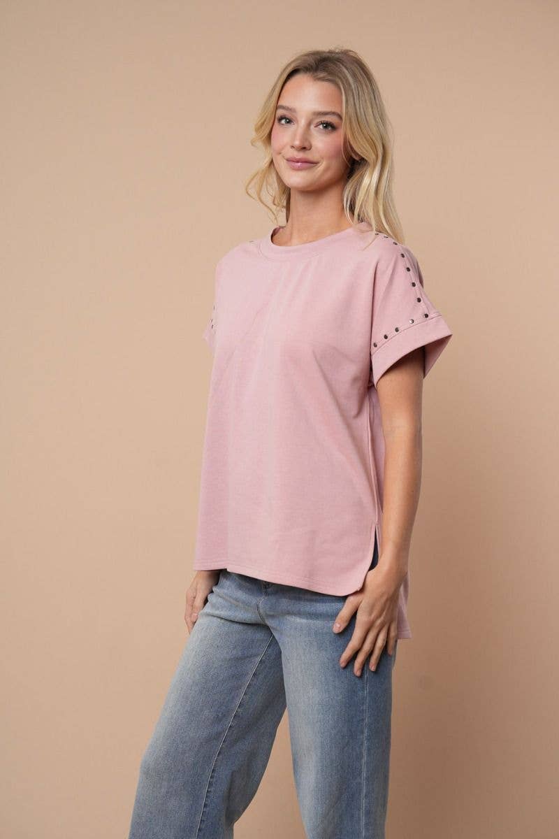 Short Sleeve Solid Knit Top
