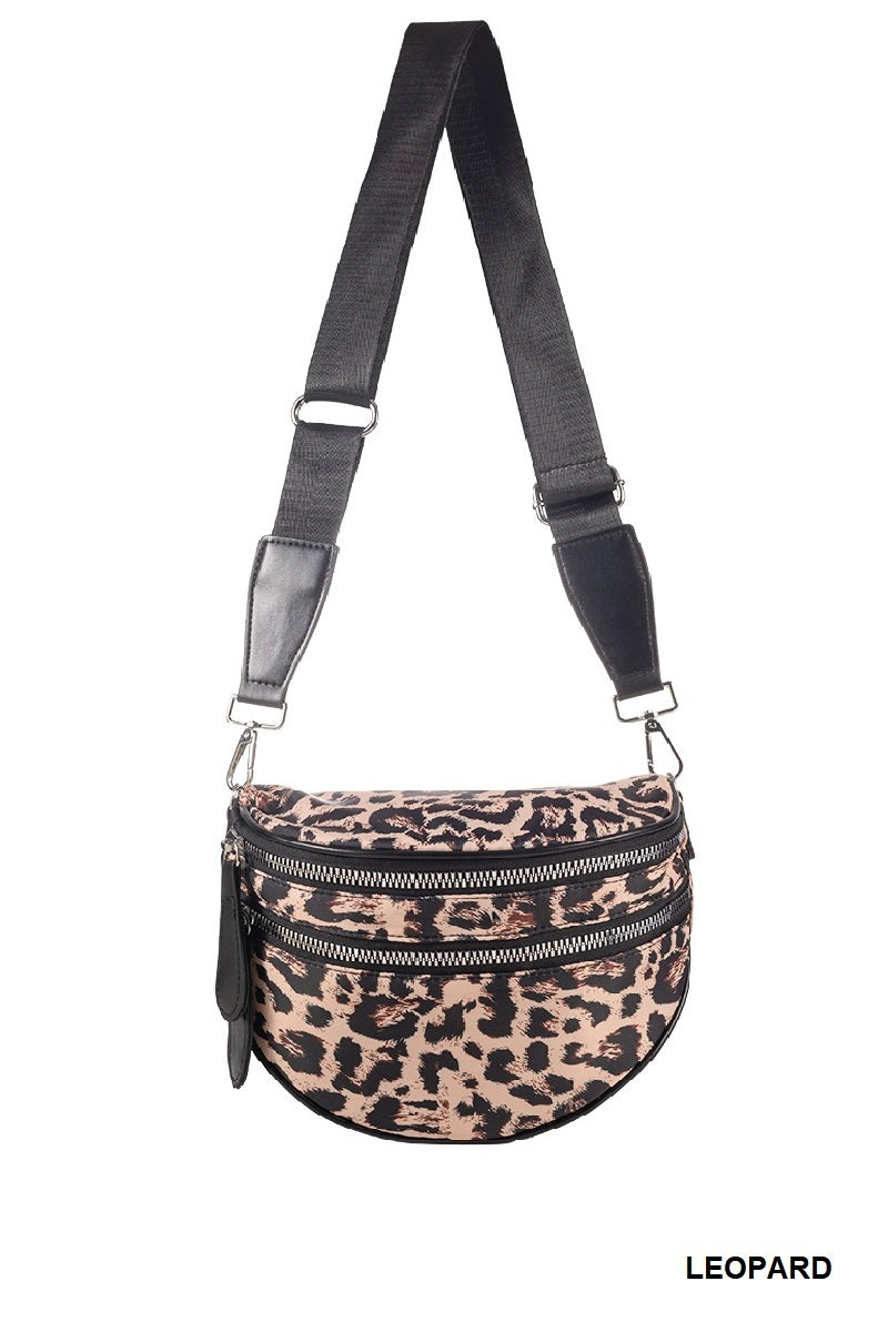 Leopard Print Double-Zipper Bum Bag
