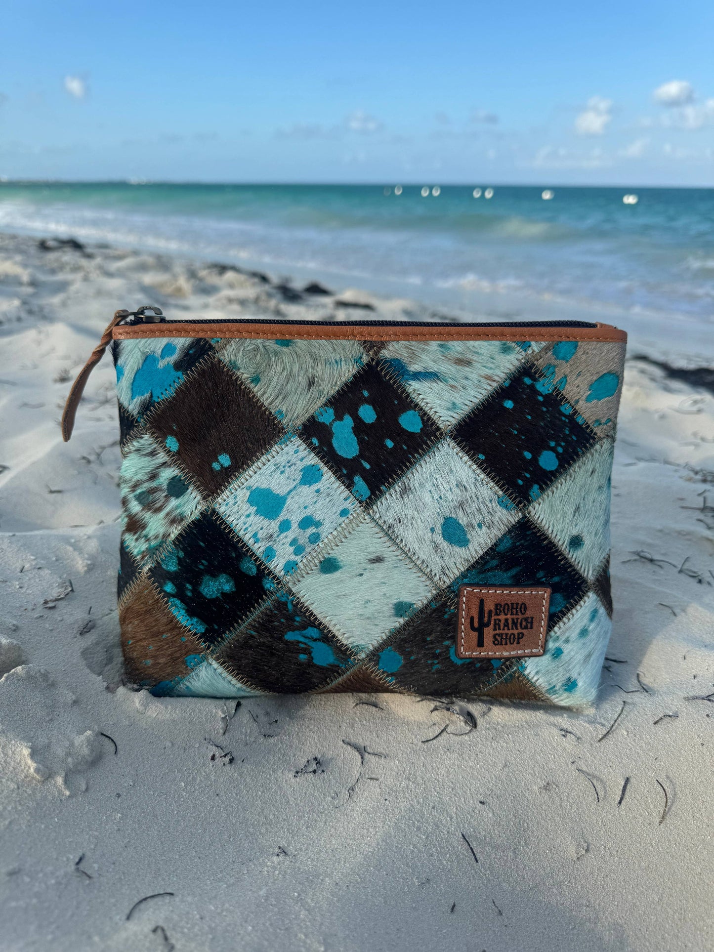 Western Cowhide Makeup Bag Travel