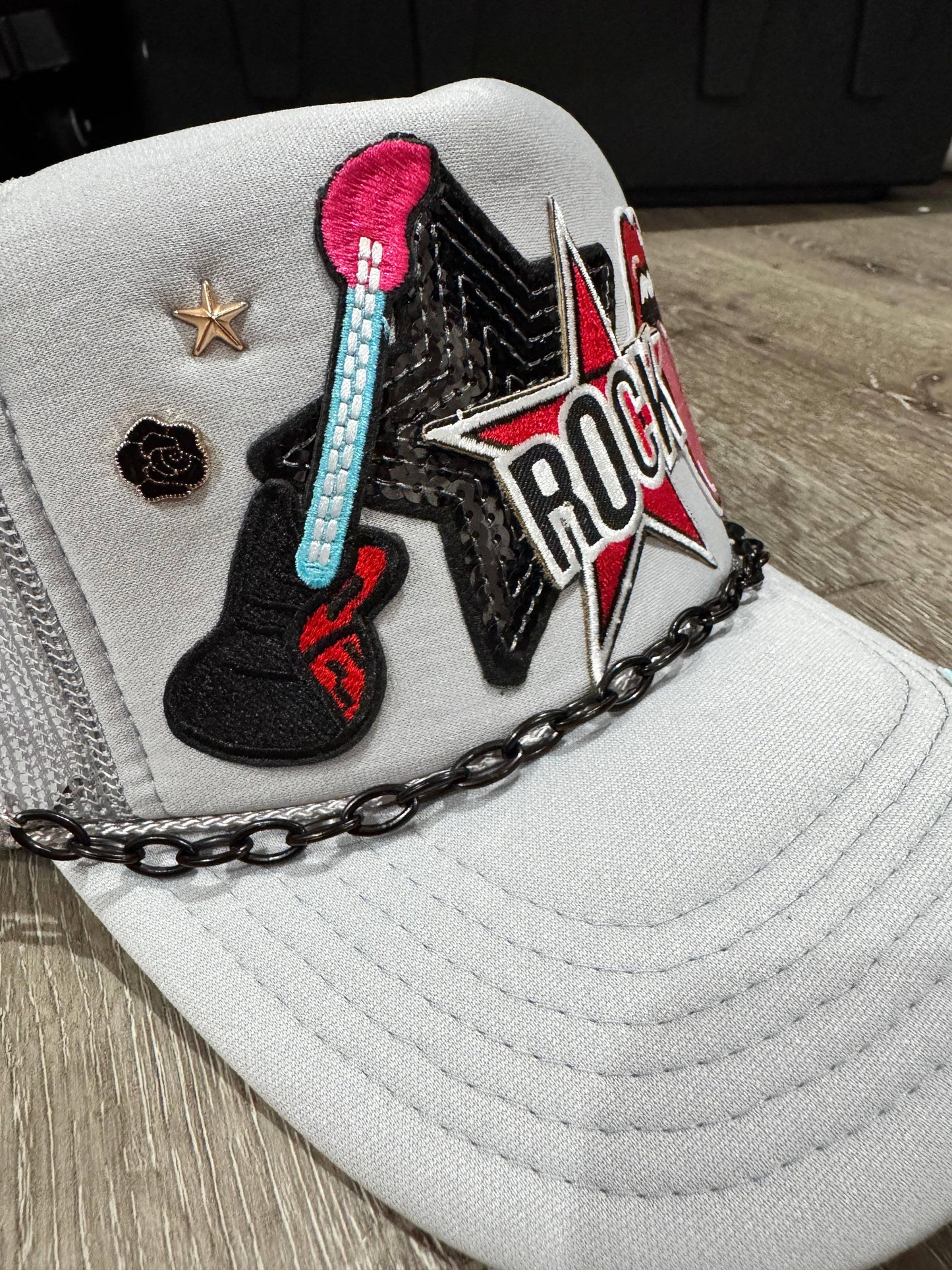 Rock Star Themed Trucker Hat - Southern Sassy Boutique