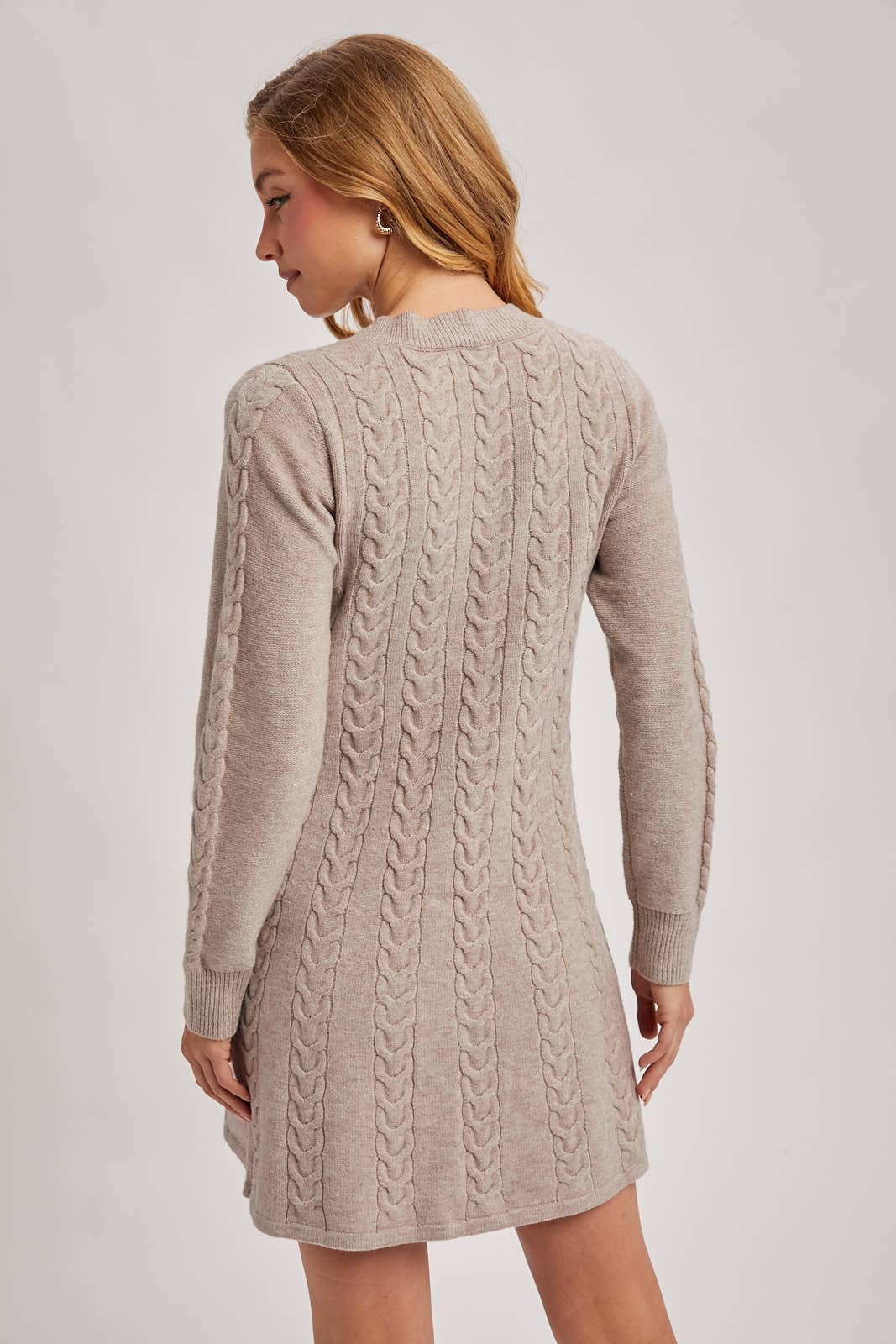 CABEL KNIT V-NECK SWEATER MINI DRESS