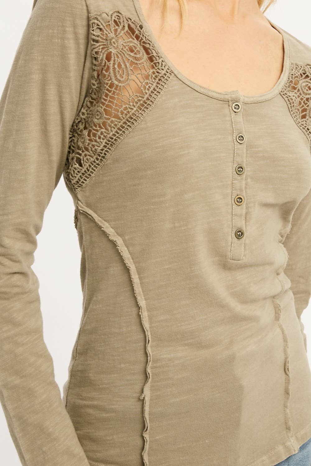 Lace Button Detail Top