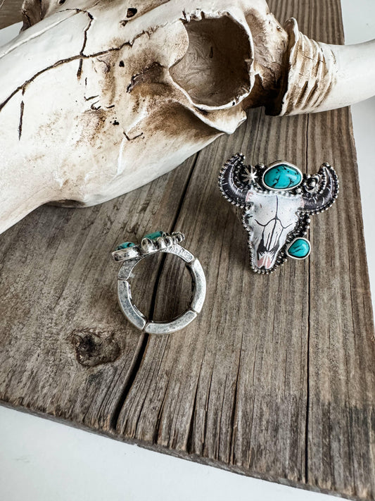 Western Pendant Adjustable Ring - Cactus | Steer - Southern Sassy Boutique