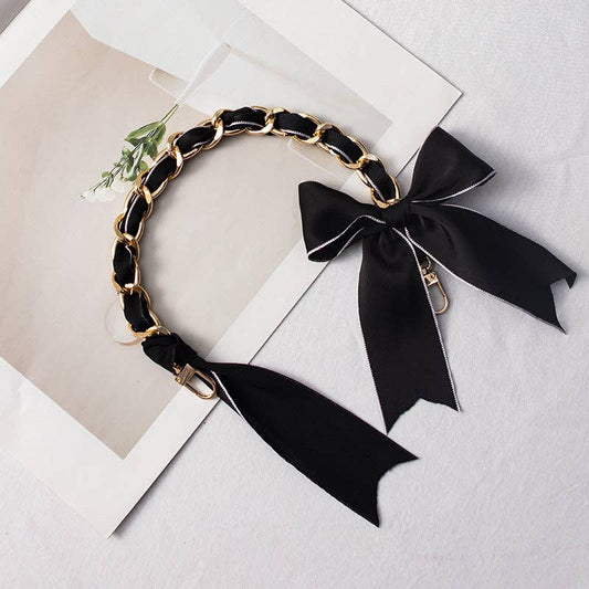 Elegant Silk-Wrapped Metal Chain Bag Charm DP25H608