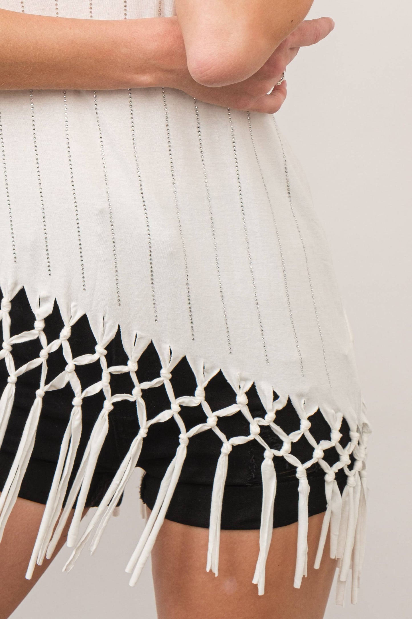Rhinestone Hotfix Studded Stripe Jersey Tank