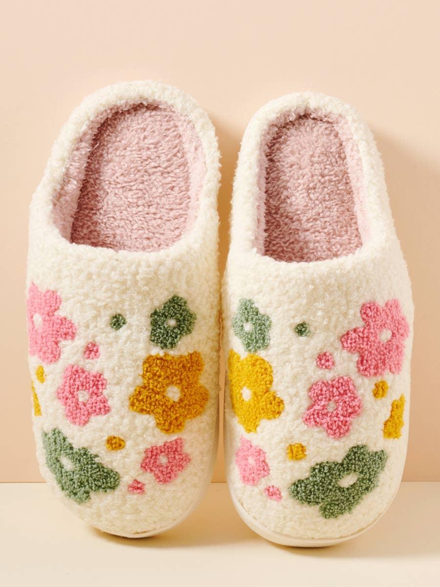 Flower Fuzzy Fleece Soft Slipper - Southern Sassy Boutique