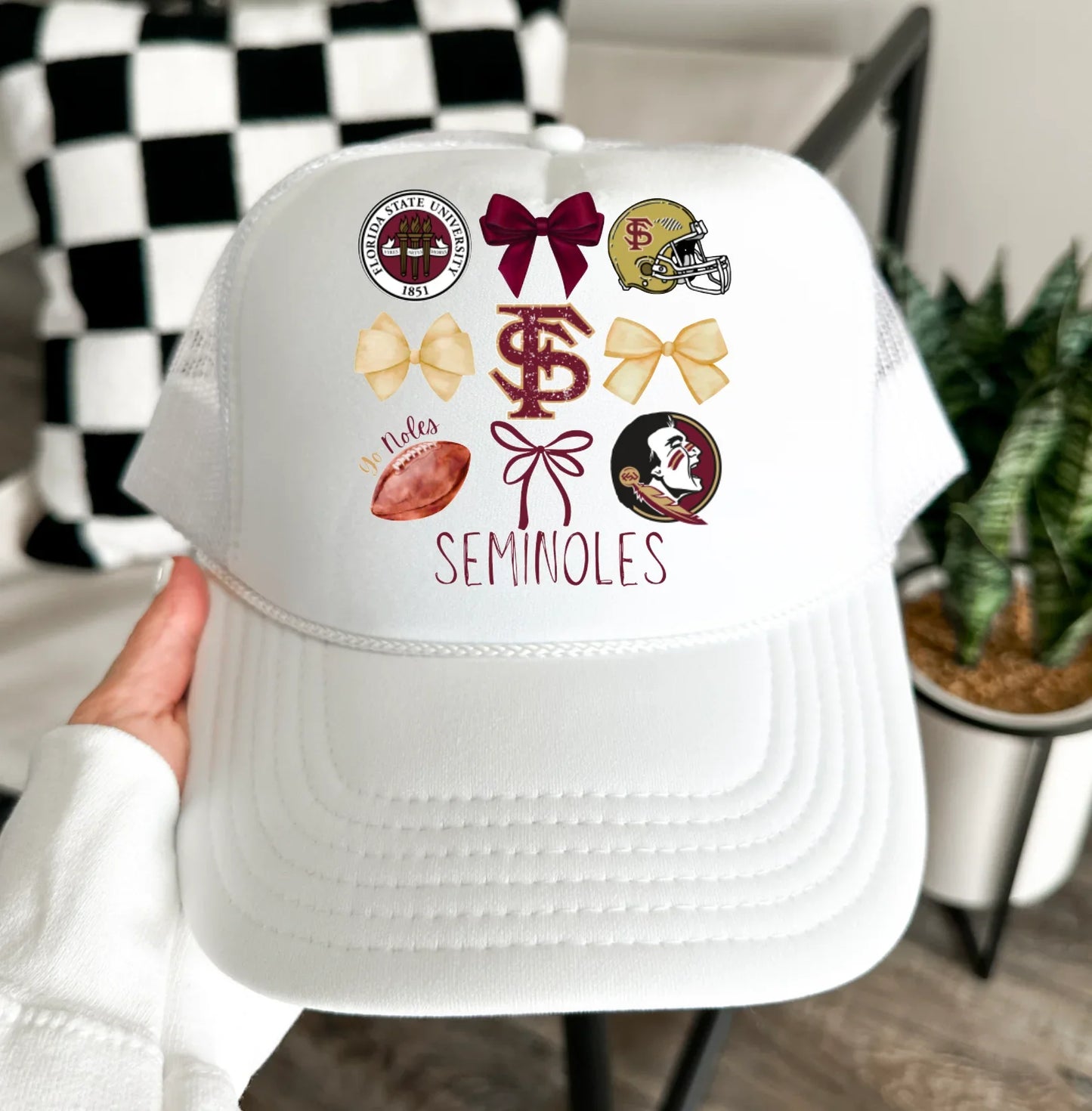 Florida State Seminoles Football Coquette Trucker Hat FSU - Southern Sassy Boutique