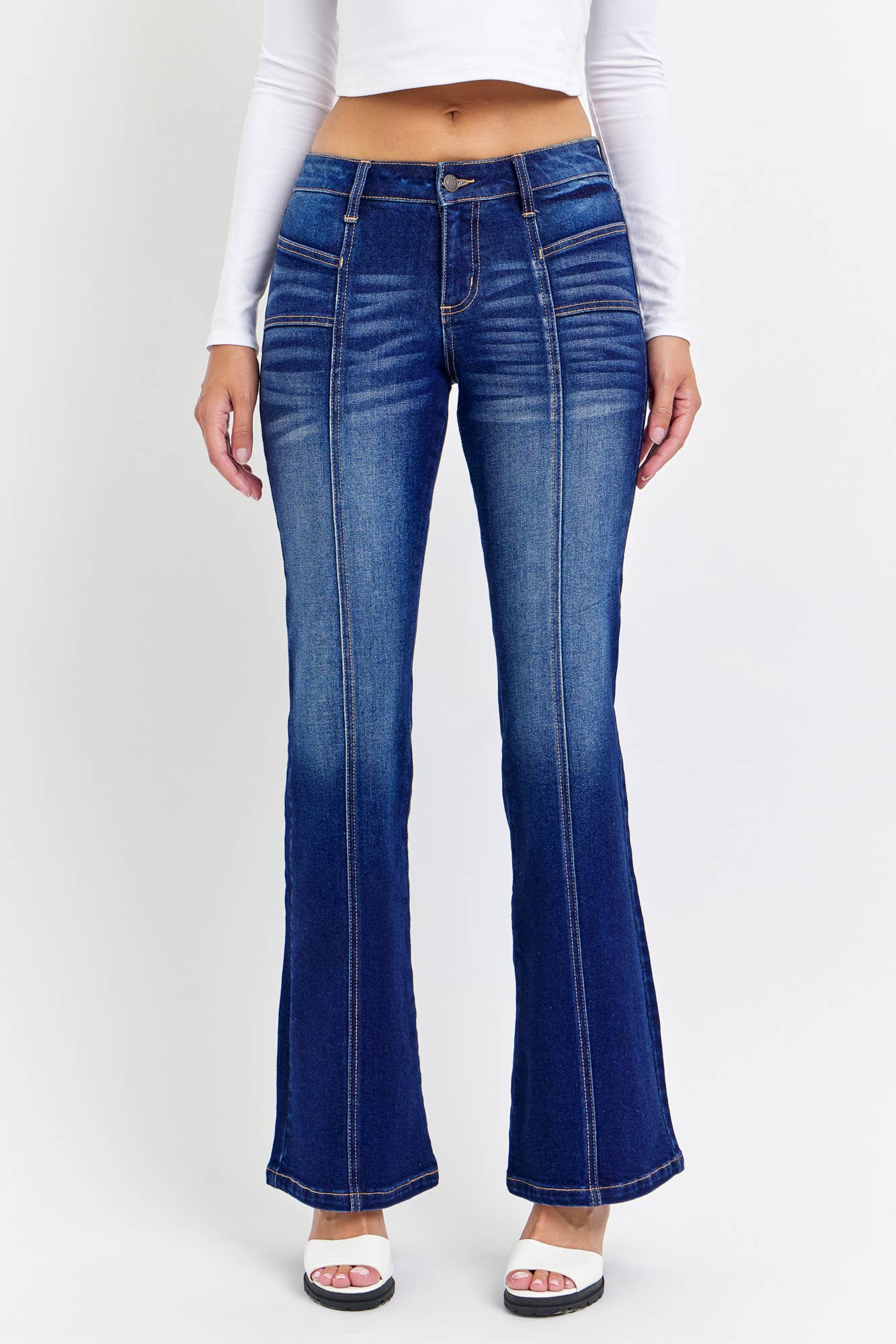 Low Rise Relaxed Flare with Front Pockets