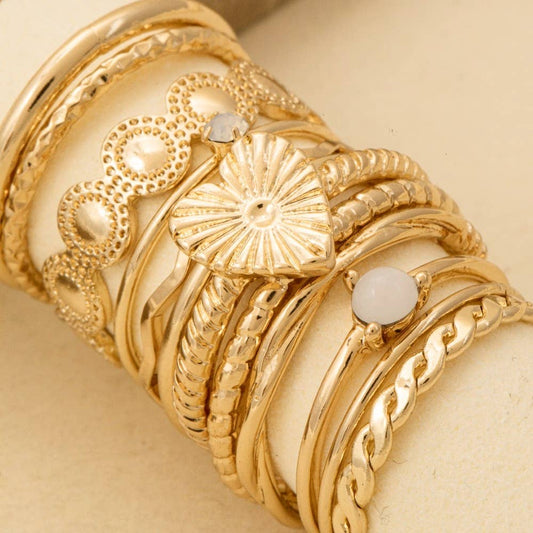 Twelve Piece Heart Stackable Ring Set