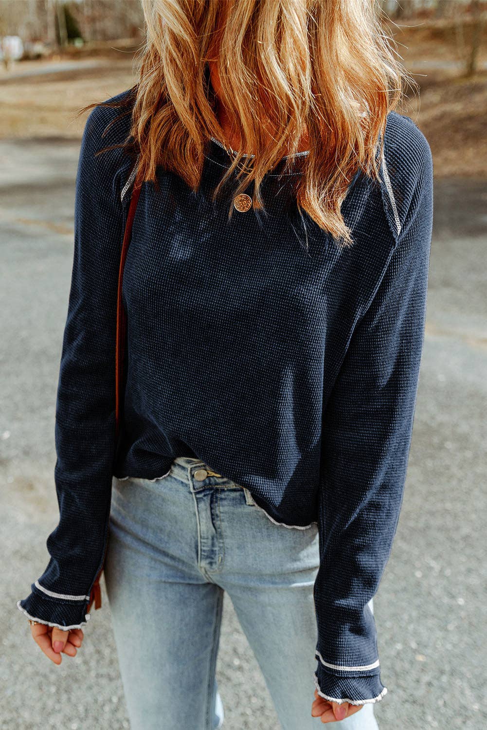 Waffle Knit Long Sleeve Top