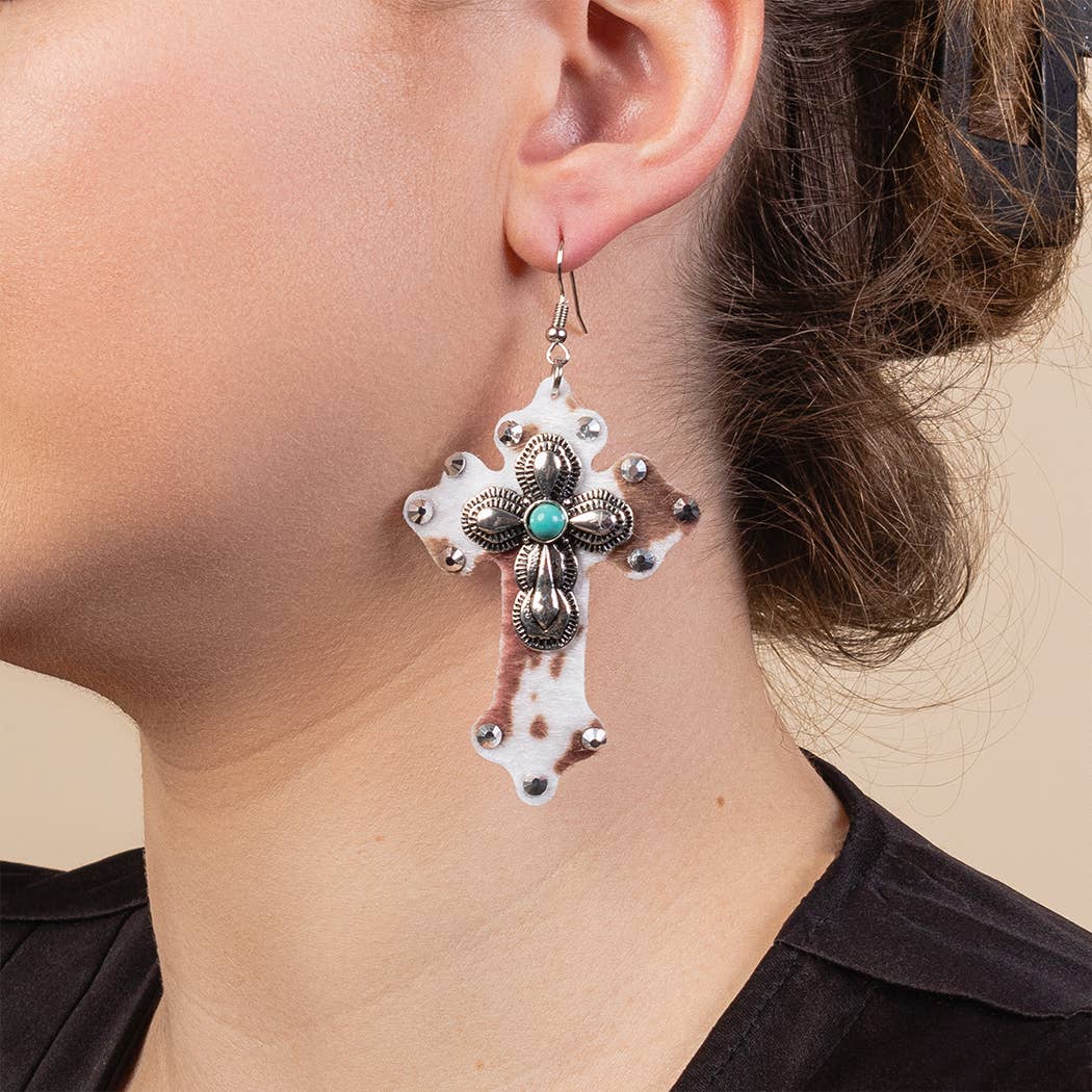 Animal Print Cross Earrings
