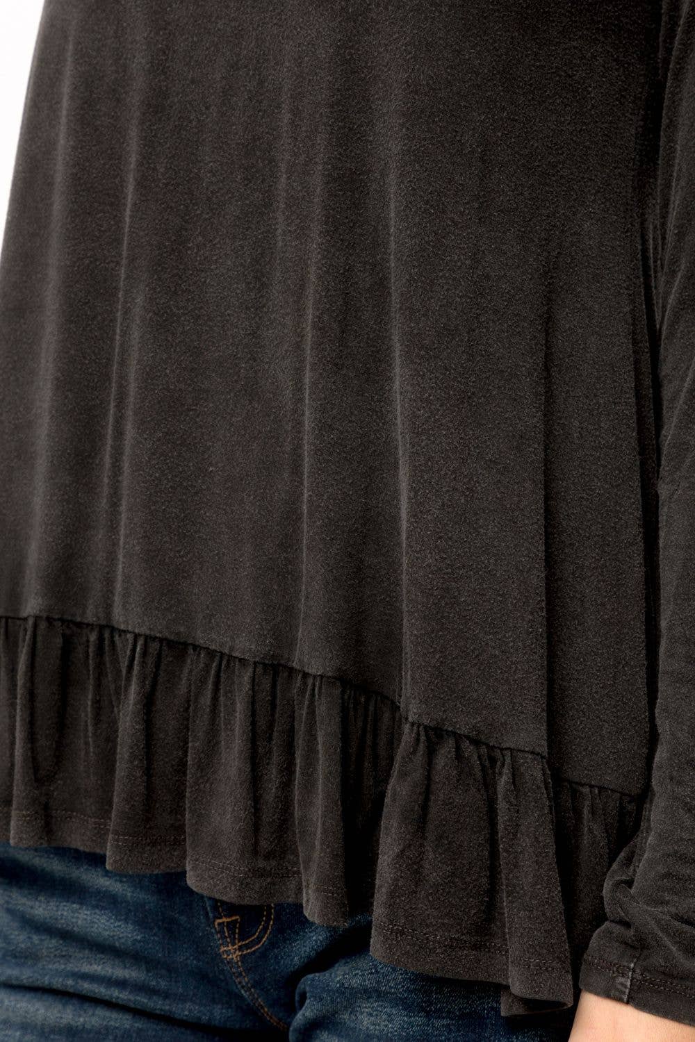 Ruffle Hem Long Sleeve Top