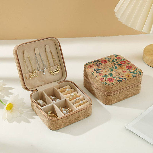 Soft Wood Print Zipper Jewelry Case